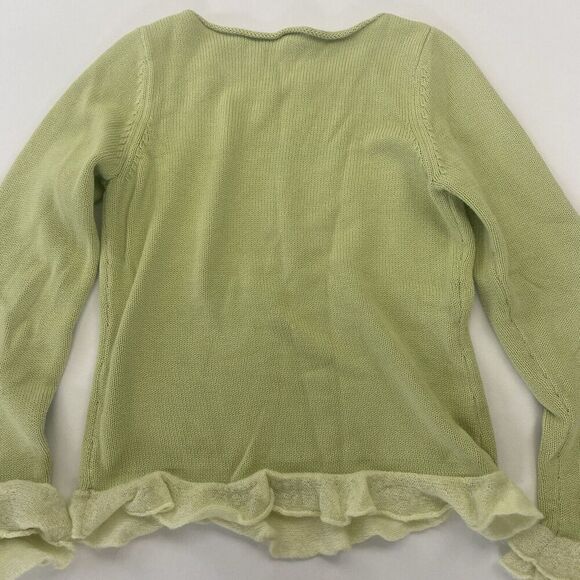 VTG Talbots Kids Green Cable Knit Sweater Ruffle Hem Sz 14 Pullover 100% Cotton - Picture 11 of 11